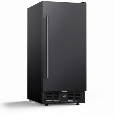 15 Inch under Counter Beverage Refrigerator, 128 Cans Outdoor Fridge with Adjustable Glass Shelves, ≤45Db Quiet Small Beverage Refrigerator for Outdoor Kitchen & Patio (Black)