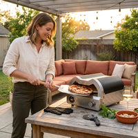 12 In. Propane Pizza Oven, Outdoor Pizza Oven in Black with Rotating Pizza Stone, Glove and Pizza Cutter — Lifestyle