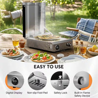 12 In. Propane Pizza Oven, Outdoor Pizza Oven in Black with Rotating Pizza Stone, Glove and Pizza Cutter