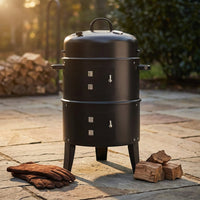 3-In-1 Vertical Charcoal Smoker Portable BBQ Smoker Grill — Studio Shot