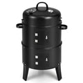 Vertical Charcoal Smoker Built for Outdoor Cooking, 3-In-1 Fire Pit BBQ Grill, Two-Tier System, Portable