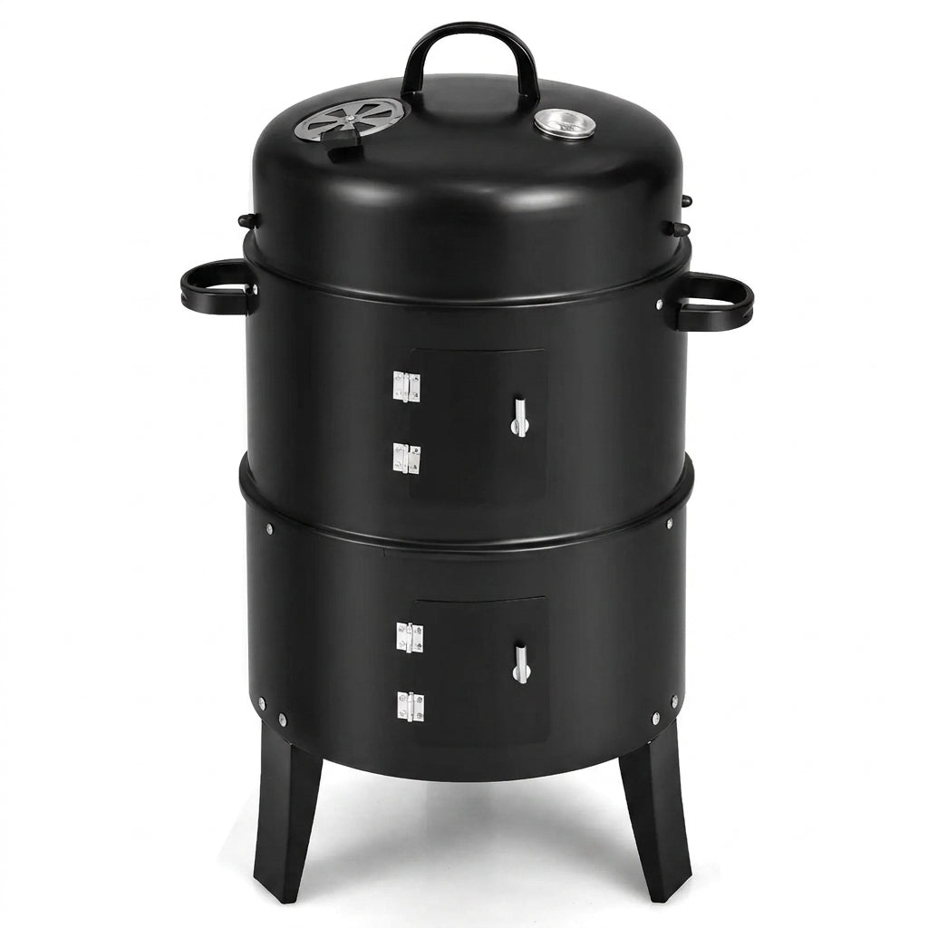 3-In-1 Vertical Charcoal Smoker Portable BBQ Smoker Grill — Studio Shot