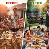 Charcoal Grills 43-Inch Outdoor Grill,Multiple People BBQ Grill with Double Grill Mesh Design,Smoker Grill for Camping,Outdoor Backyard,Patio and Parties,Black — Before & After