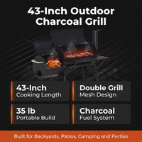 Charcoal Grills 43-Inch Outdoor Grill,Multiple People BBQ Grill with Double Grill Mesh Design,Smoker Grill for Camping,Outdoor Backyard,Patio and Parties,Black — Results & Stats