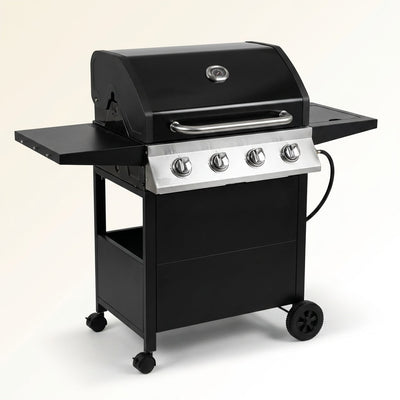 4 Burner Propane Grill Built for All-Season Cooking, Stainless Steel Construction, Black Finish, Family Size