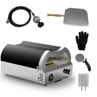 12 In. Propane Pizza Oven, Outdoor Pizza Oven in Black with Rotating Pizza Stone, Glove and Pizza Cutter