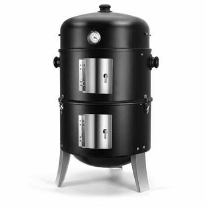 BBQ Charcoal Smoker for Meat: 16 Inch Heavy Duty 4 in 1 BBQ Charcoal Grills | Vertical Barbecue Smokers Grill Combo for Outdoor Cooking Patio Backyard Picnic Party Grilling