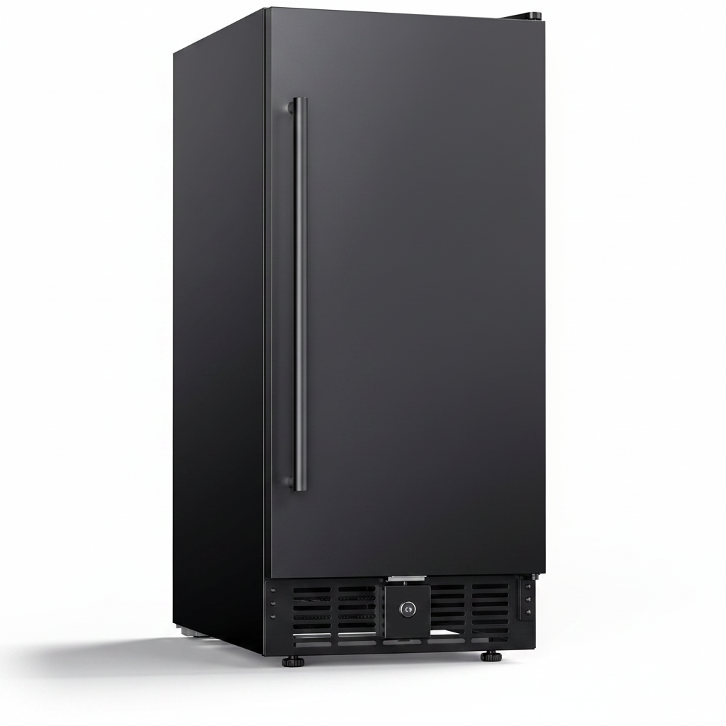 15 Inch under Counter Beverage Refrigerator, 128 Cans Outdoor Fridge with Adjustable Glass Shelves, ≤45Db Quiet Small Beverage Refrigerator for Outdoor Kitchen & Patio (Black)