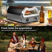 12 In. Propane Pizza Oven, Outdoor Pizza Oven in Black with Rotating Pizza Stone, Glove and Pizza Cutter